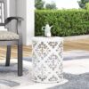 Outdoor Metal End Table, Large - White - Image 4