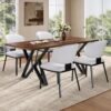 5 Pieces Modern And Metal Dining Set - White / Black / Walnut - Image 8