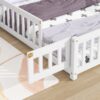 Full House-Shaped Headboard Floor Bed With Fence - White - Image 5