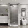 Bifold - Frameless Glass Shower Door With Pivot Swing Panel - Chrome - Image 2