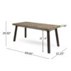 Acacia Wood Dining Table With Slat Design - Gray / Rustic Metal - Image 3