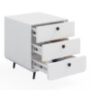 Modern Night Stand Storage Cabinet For Living Room Bedroom, Steel Cabinet With 3 Drawers, Bedside Furniture, Circular Handle - White - Image 3