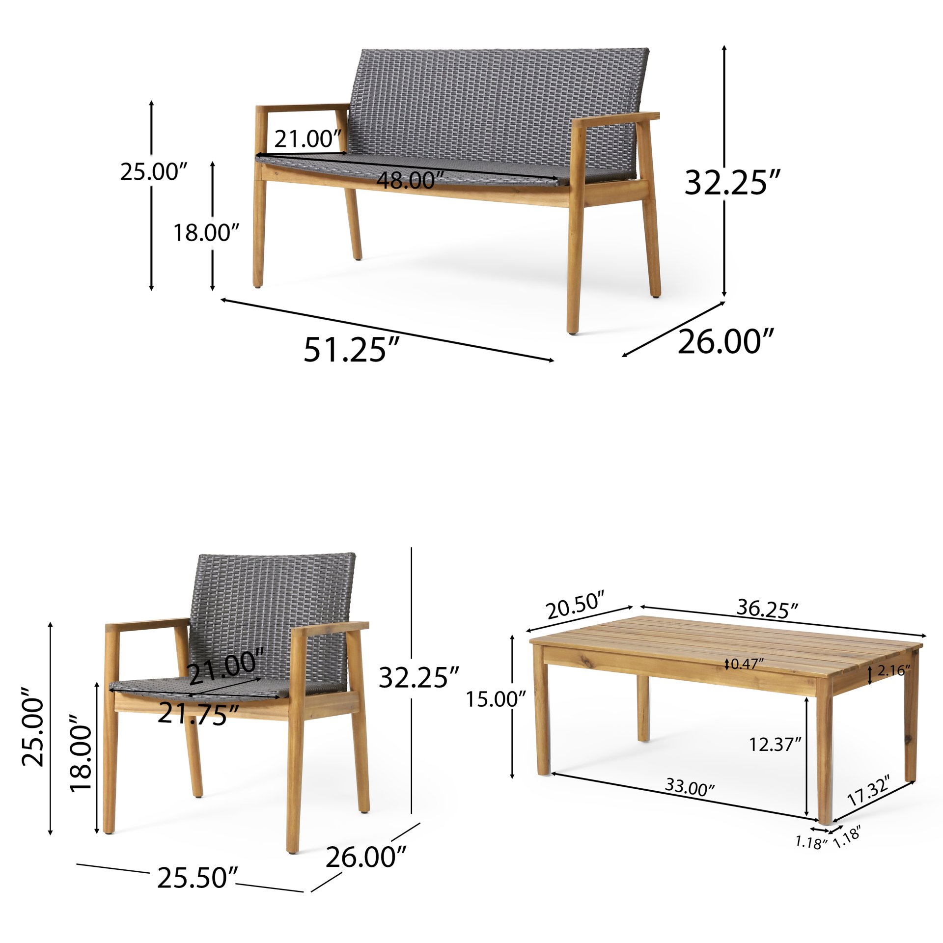 Bryan - Chat Set Outdoor Furniture Frame - Teak - Image 3