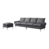Modern Sectional Technical Leather L-Shaped Sofa Couch With Convertible Ottoman - Dark Gray - Image 13