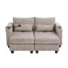 Convertible Chaise Lounge Loveseat Sofa Bed With USB Ports, Cup Holders, Phone Holder, Storage - Brown - Image 9
