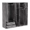 6 Door Wardrobe With Shelves And Drawers - Gray - Image 5