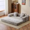 Floor Couch, Compression Sofa, Convertible Floor Sofa Bed & Pillow Back Support Armrest - Light Gray - Image 2