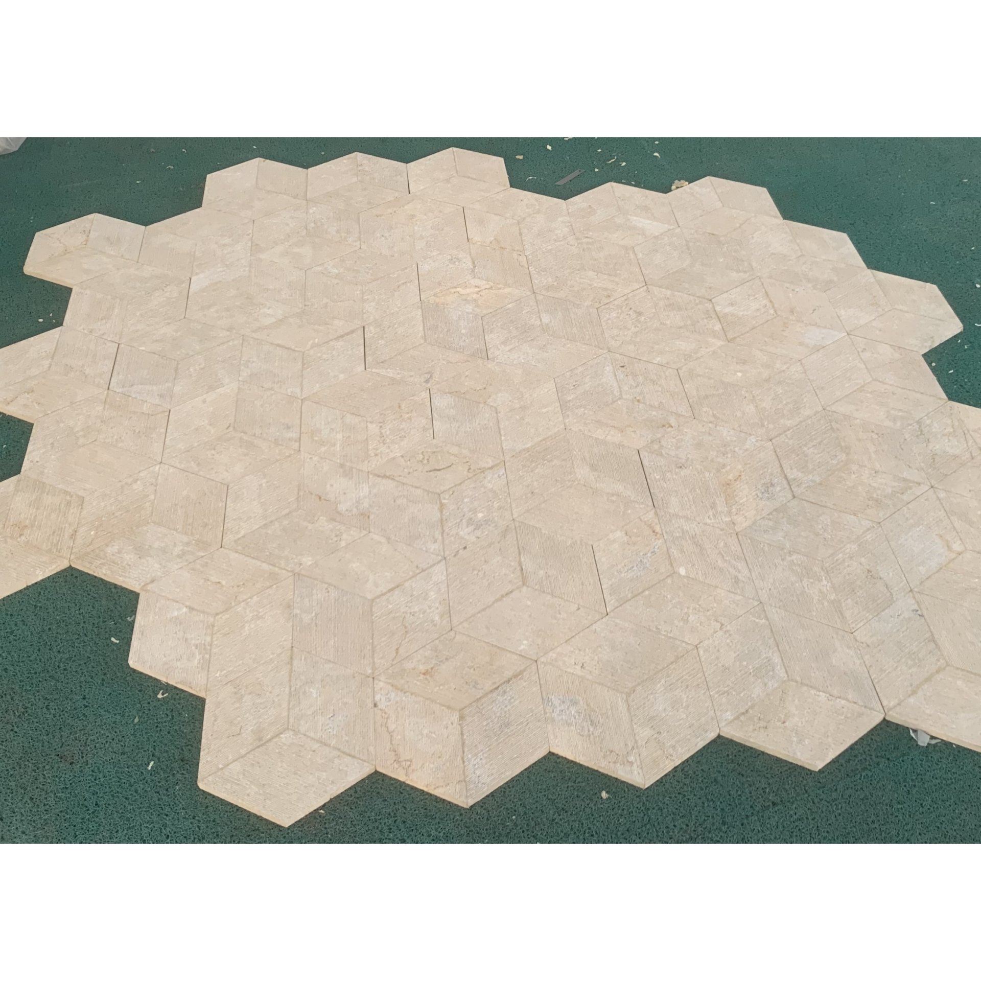 Hexagon Marble Tiles 3D Fluted Stone FS Textured (Set of 12) - Beige / Gold - Image 10