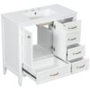 Vintage Style 36" Bathroom Vanity With Sink, Soft Closing Door, 4 Different Size Drawers Frame - White - Image 17