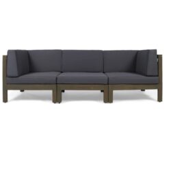 Oana - Contemporary 3 Piece Sofa Set With Water Resistant Cushions - Dark Gray