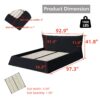 King Size Upholstered Platform Bed With Special Shaped Velvet Headboard, Metal & Solid Wood Frame - Black - Image 3