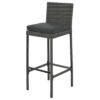 5 Pieces Outdoor Patio Wicker Bar Set, Bar Height Chairs With Non-Slip Feet And Fixed Rope, Removable Cushion, Acacia Wood Table Top - Brown / Gray - Image 13