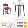 5 Pieces Outdoor Patio Bar Set, Rounded Square Table & 4 Bar Stools - Ember Black Frame / Greek White Marble-Inspired Sintered Stone - Image 3