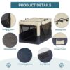 Dog Crates For Dogs, Adjustable Cover By Spiral Iron Pipe, Strengthen Sewing Dog Travel Crate, 3 Door Design - White / Blue - Image 4