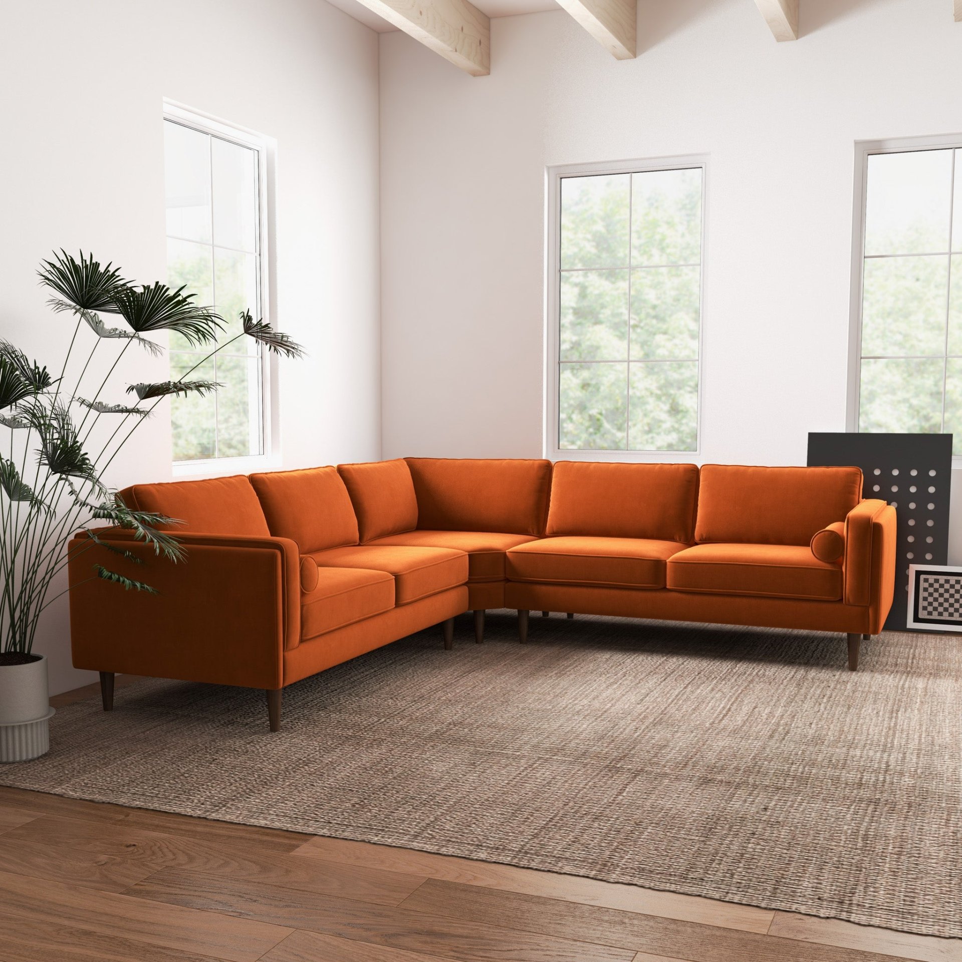 Amber - Corner Sectional Sofa - Orange - Image 3