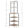 6 Tier Corner Open Shelf Modern Bookcase Wood Rack Freestanding Shelving Unit, Plant Album Trinket Sturdy Stand Small Bookshelf Space-Saving For Living Room Home Office Kitchen Small Space - Rustic Brown - Image 3