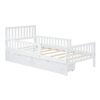 Twin Size Platform Bed With Guardrails On Both Sides And 2 Storage Drawers - White - Image 4