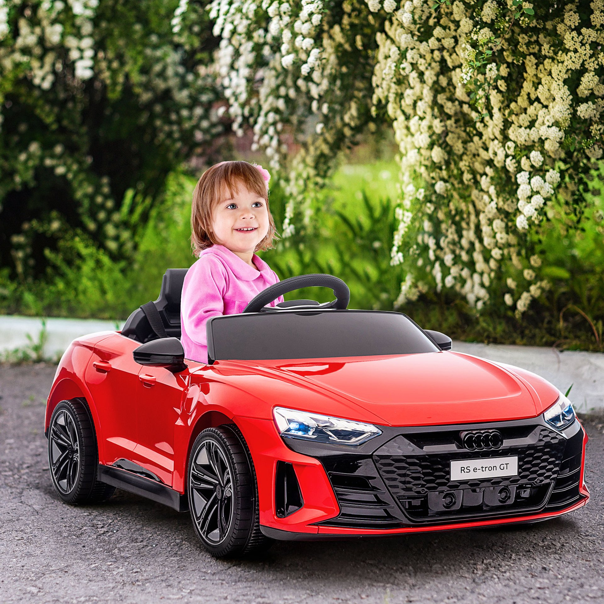 Aosom - Kids Ride On Car, 12V Licensed Audi Rs E-Tron Gt 3.1 Mph Electric Car For Kids, Ride-On Toy For Boys And Girls With Remote Control, 4 Wheels With Suspension, Horn, Music, Lights - Red - Image 2