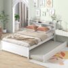 Full Bed With Trundle, Bookcase - White - Image 4