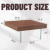 Square Coffee Table With Tempered Glass Legs - Transparent / Walnut - Image 3
