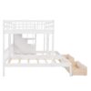 Full Over Twin & Twin Classic Triple Bunk Bed With Drawers And Guardrails - White - Image 13