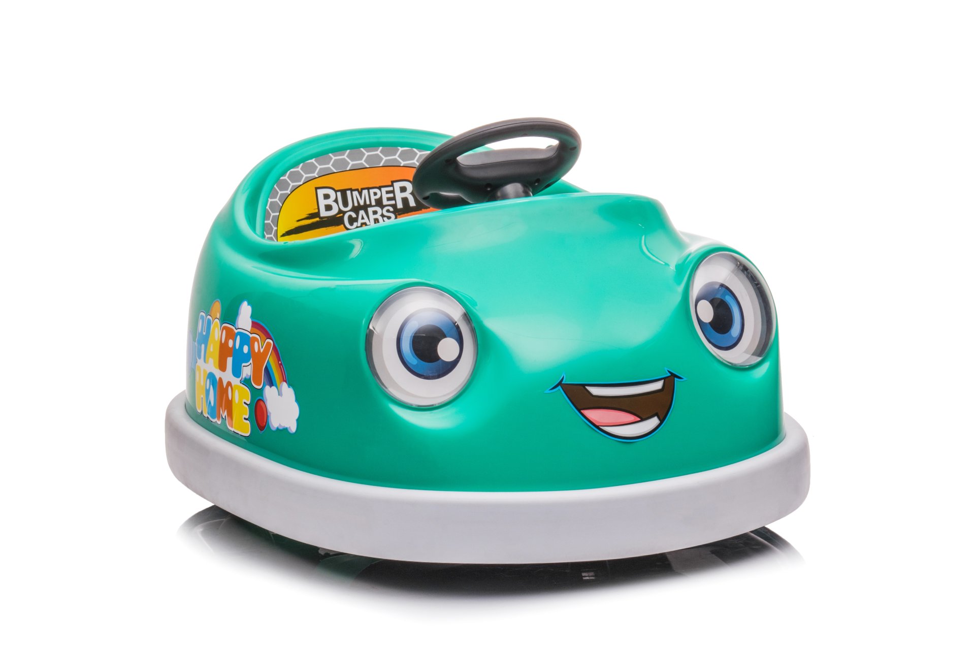 Bumper Car For Kids, 12V Dual Drive 1-6 Years Old Children's Electric Car With Pushrod Dinner Plate USB Bt Music Rocking Horse Mode Anti-Collision Bumper Ride On Car - Green - Image 7