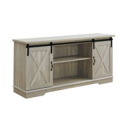 Farmhouse Sliding X Barn Door 58" TV Stand For 65" TVs - Stone Gray