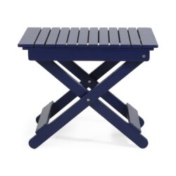 Outdoor Folding Wooden Side Table - Navy Blue