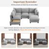 U - Shaped Sectional Sofa Modular Sofa Couch With A Movable Ottoman, A Coffee Table With Hidden Charging Devices For Living Room - Gray - Image 8