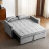 Loveseat Sofa Pull Out Sofa Bed Sleeper Sofa With A Reversible Backrest Cushion, Side Pockets, 2 USB Ports And A Phone Holder For Living Room - Gray - Image 8