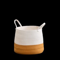 Francis Cotton Round Laundry And Storage Basket - Orange / White