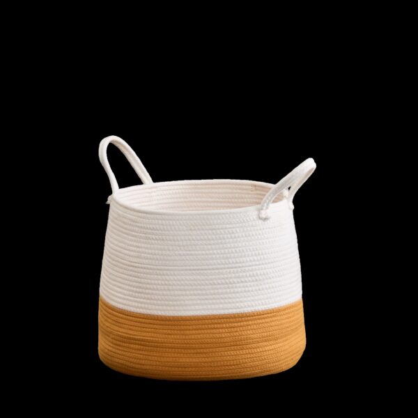 Francis Cotton Round Laundry And Storage Basket - Orange / White