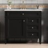 Bathroom Vanity With Top Sink, Modern Bathroom Storage Cabinet, 2 Drawers And A Tip-Out Drawer, Single Sink Bathroom Vanity - Black - Image 20