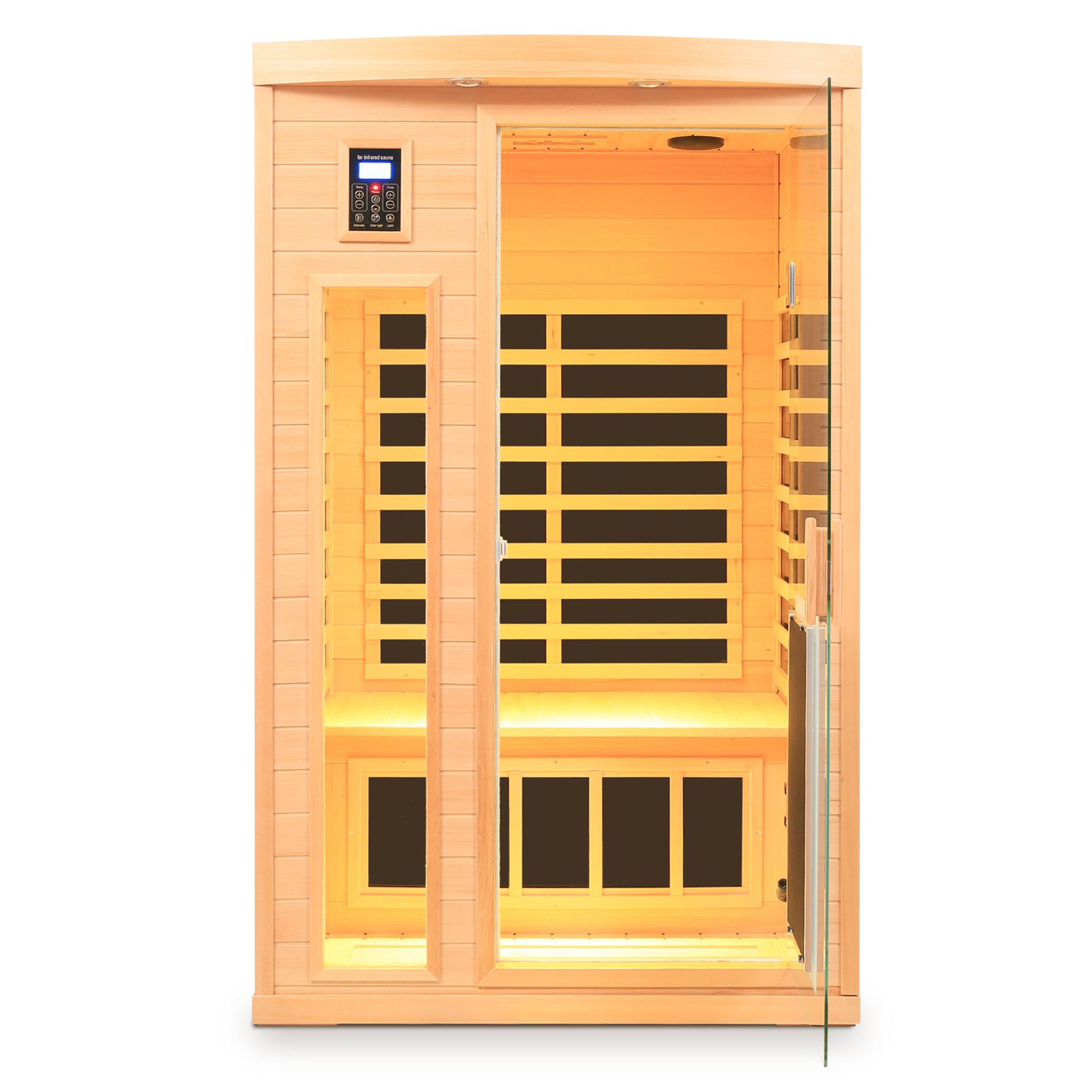 Low Emf Front Door With Heating Panel 2 Person Hemlock Far Infrared Indoor Suana Room - Natural - Image 8