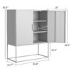 Heavy Duty Metal Buffet Sideboard Modern Steel Storage Cabinet With 2 Shelves, Free Standing Accent Cabinet With Magnetic Doors For Bedroom, Kitchen, And Home Office, Anti-Tip Design - White - Image 3