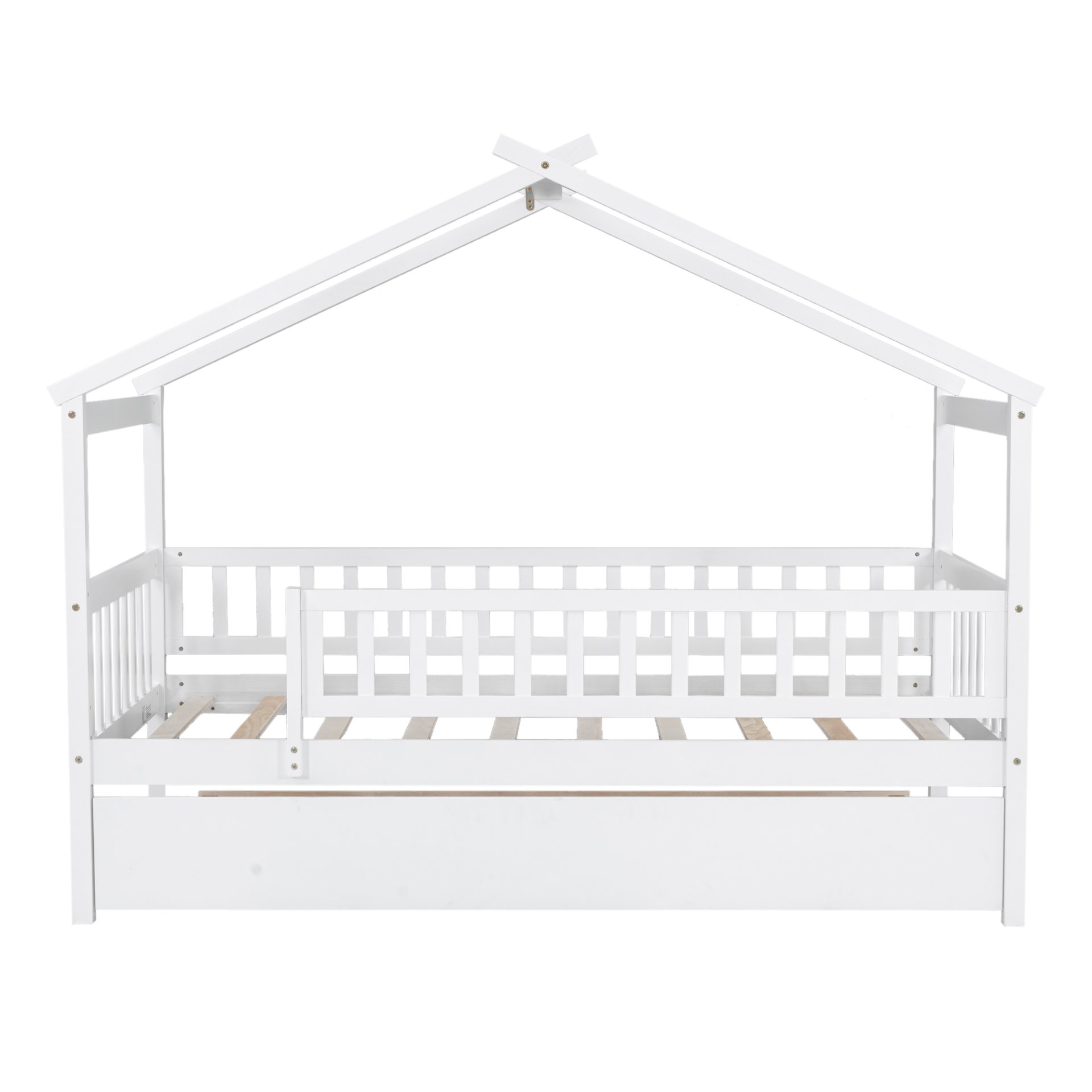 Twin Size House Bed & Twin Size Trundle - White - Image 8