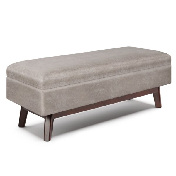 Owen - Rectangular Storage Ottoman - Distressed Gray Taupe