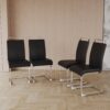 Dining Chairs Set, Kitchen Modern Metal Chairs With Padded Seat High Back And Sturdy Chrome Legs, Chairs For Dining Room (Set of 4) - Black - Image 5