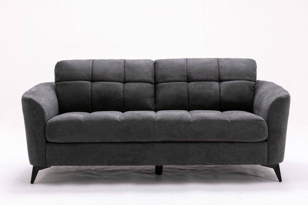 Callie - Woven Fabric Sofa Loveseat Chair Living Room (Set of 3) - Gray - Image 5