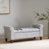 Hayes - Contemporary Armed Storage Bench With Button Tufting And Rolled Arms - Light Gray - Image 7