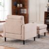 Beige Upholstered Armchair And Storage Ottoman Set, Comfortable Single Sofa With Cup Holders And Tufted Detailing, Ideal For Living Room Or Bedroom - Beige - Image 6