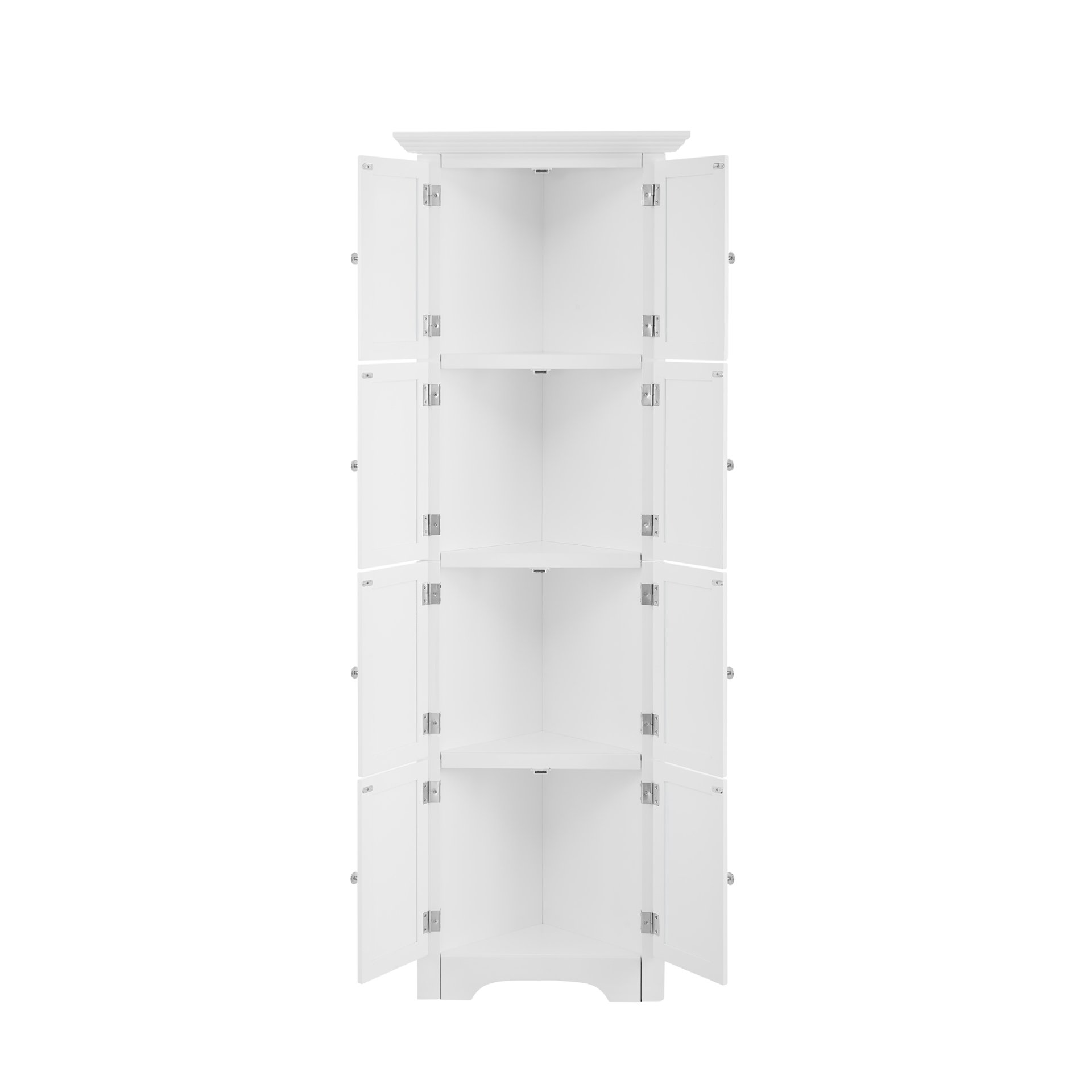 Tall Storage Cabinet With Doors And 4 Shelves For Living Room, Kitchen, Office, Bedroom, Bathroom, Modern - White - Image 11