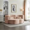 Floor Sofa With 2 Pillows, Convertible Plush Corduroy Foam Filled Sleeper Sofa Bed - Pink - Image 5