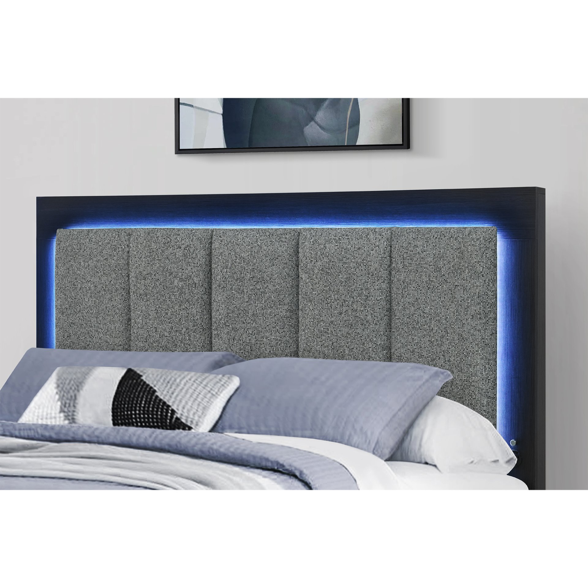Emilia - 5 Piece Queen Bedroom Set With Storage And LED Lighting - Black / Gray - Image 11