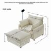 Oversized Chaise Lounge Chair With Ottoman And Storage, Comfy Corduroy Upholstered Deep Seat - Beige - Image 3