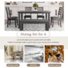 Dining Room Table And Chairs With Bench, Rustic Wood Dining Set (Set of 6) - Gray - Image 8