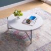 Essential - Round Coffee Table Metal Legs - White / Silver - Image 2