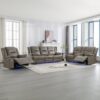Home Theater Recliner Set Manual Recliner Chair With A Led Light Strip Two Built-In Cup Holders For Living Room - Gray - Image 12