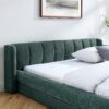 Modern Queen Size Upholstered Bed Frame With And Headboard - Blue / Green - Image 5