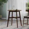 Round Counter Height Dining Table With Thick Rubberwood Legs And Support Beams - Walnut - Image 9